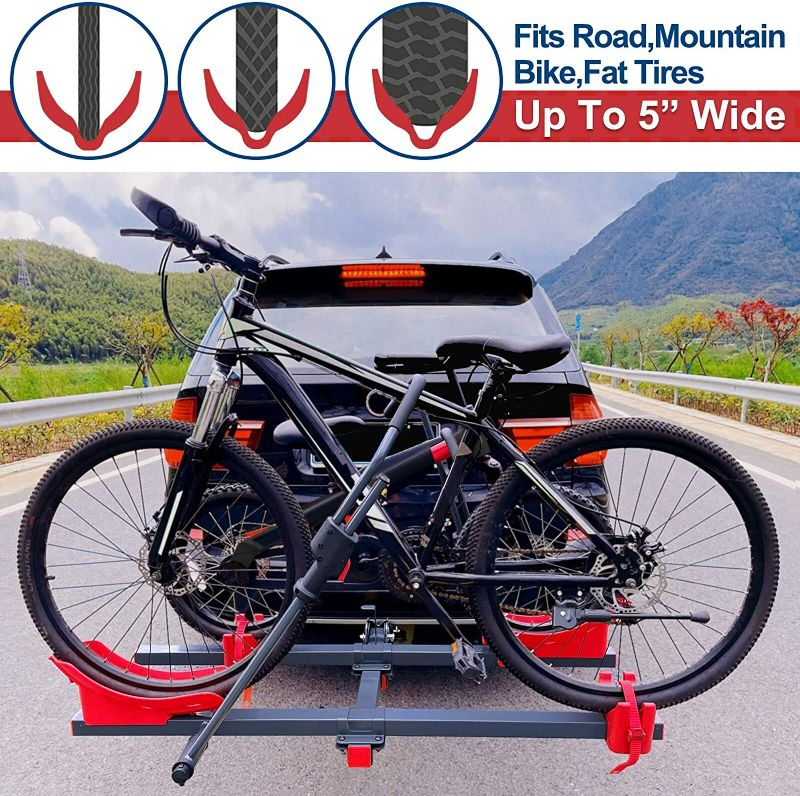 Photo 2 of MARVOWARE 2'' Hitch Bike Rack for Cars, 2-Bike Electric Bike eBike Carrier for Standard, Fat Tire Bicycles, 160 lbs Capacity with Smart Tilting (Red)