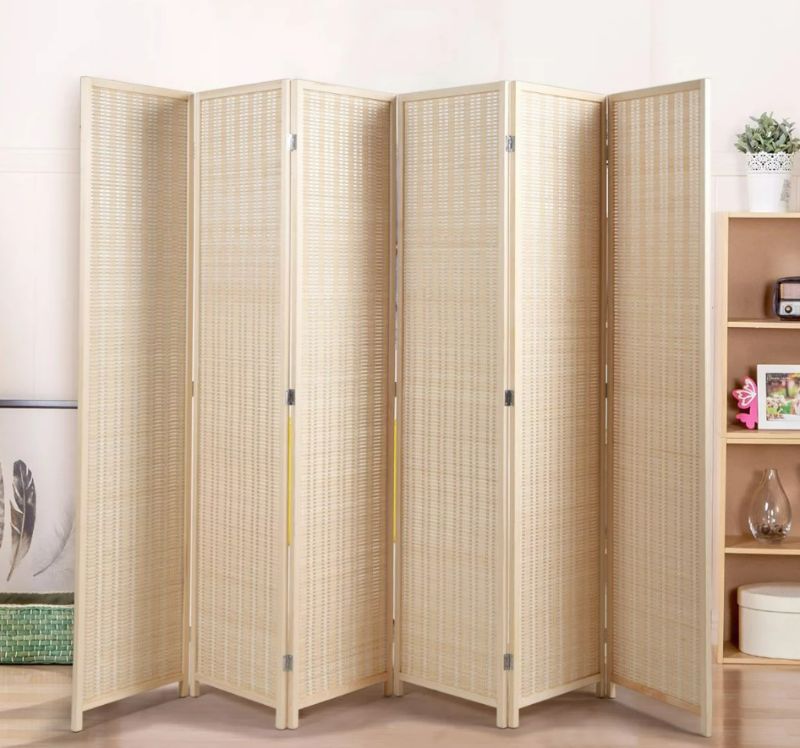 Photo 1 of 6 Panel Folding Screen Room Divider Freestanding Divider in Vintage Style,Partial Partition