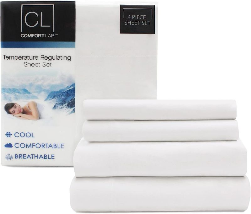 Photo 1 of Comfort Lab Bed Sheets 4-Piece Set - Eco-Friendly Wrinkle-Free Hotel Bed Sheets, 1000 Thread Count Cotton Rich Bed Sheets - 1 Flat Sheet, 1 Fitted Sheet, & 2 Pillowcases - Queen Size Sheet Set