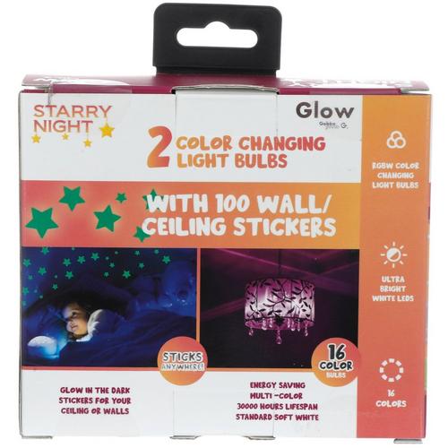 Photo 1 of BLUE GabbaGoods Starry Night Light Bulb 2 Pack With Wall Stickers

