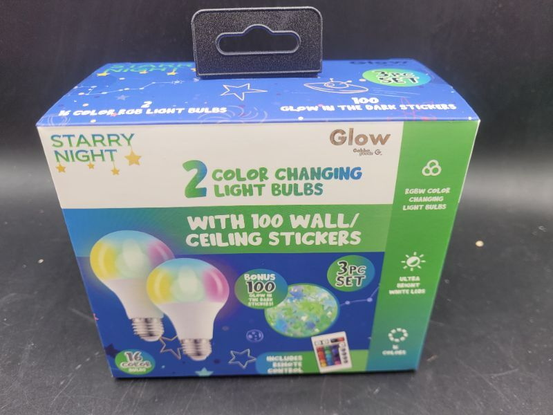 Photo 2 of BLUE GabbaGoods Starry Night Light Bulb 2 Pack With Wall Stickers