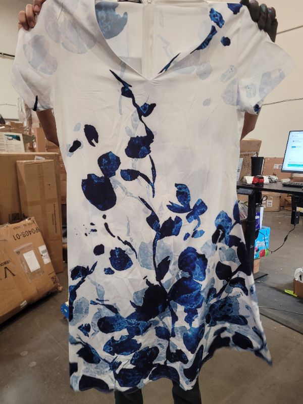 Photo 1 of Womens V Neck Tshirt Dresses Summer Sexy Short Sleeve Floral Dress Casual Beach A-Line Mid Length Fashion Sundress 2XL
