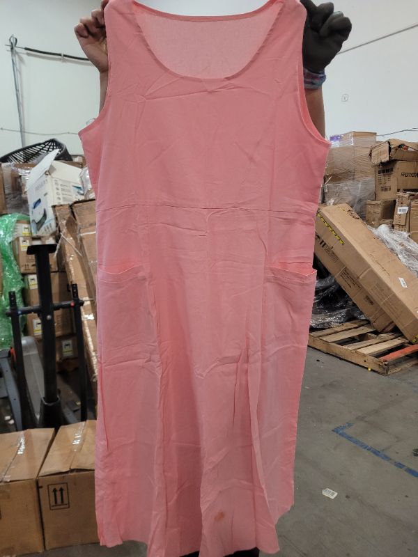 Photo 2 of Dusty Pink 100% Linen Sleeveless Midi Dress with Pockets Size L