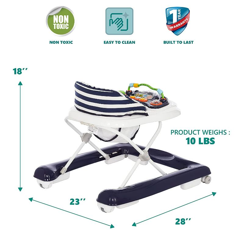 Photo 2 of Dream On Me 2-in-1 Ava Baby Walker, Easy Convertible Baby Walker, Walk Behind, Height Adjustable Seat, Added Back Support, Detachable-Toy Slate, Navy