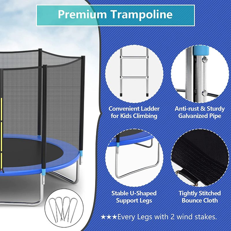 Photo 5 of Pro Trampoline with Safety Enclosure, 8Ft Heavy Duty Jumping Mat and Spring Cover Padding for Kids and Adults