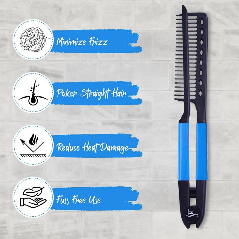 Photo 2 of BLUE HEAT RESISTANT FLAT ITON COMB WITH GRIP NEW