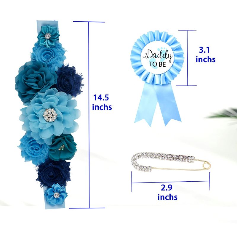Photo 1 of Baby Shower Flower Sash Mom to Be & Daddy to Be Pregnancy Blue and Pink Little Peanut Theme Baby Shower Maternity Photography Keepsake?4 PK)