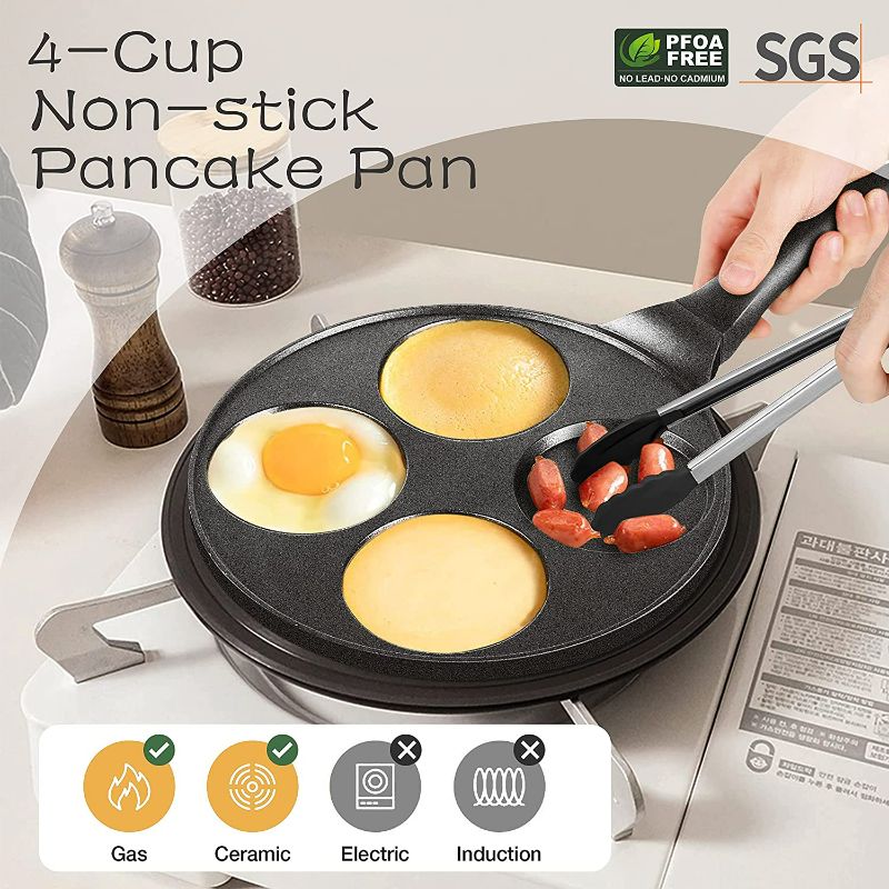 Photo 2 of KRETAELY Pancake Pan 4 Cups Pancake Maker Nonstick Pancake Griddle With 100% PFOA Free Coating 10.5 inch Grill Pan