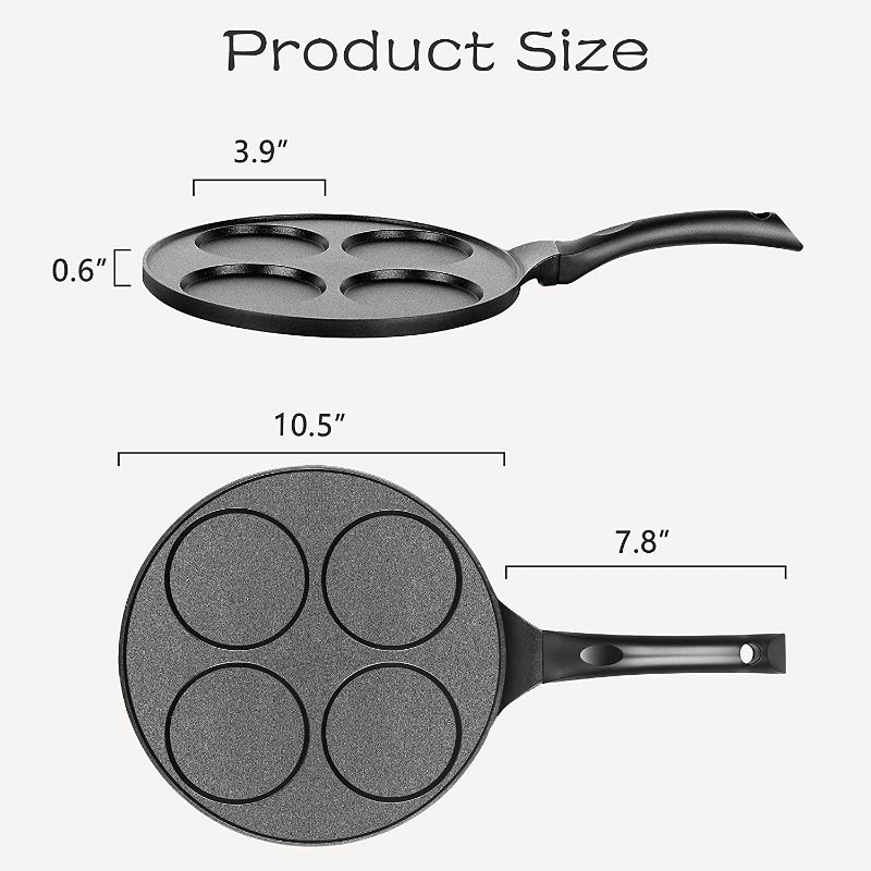 Photo 1 of KRETAELY Pancake Pan 4 Cups Pancake Maker Nonstick Pancake Griddle With 100% PFOA Free Coating 10.5 inch Grill Pan
