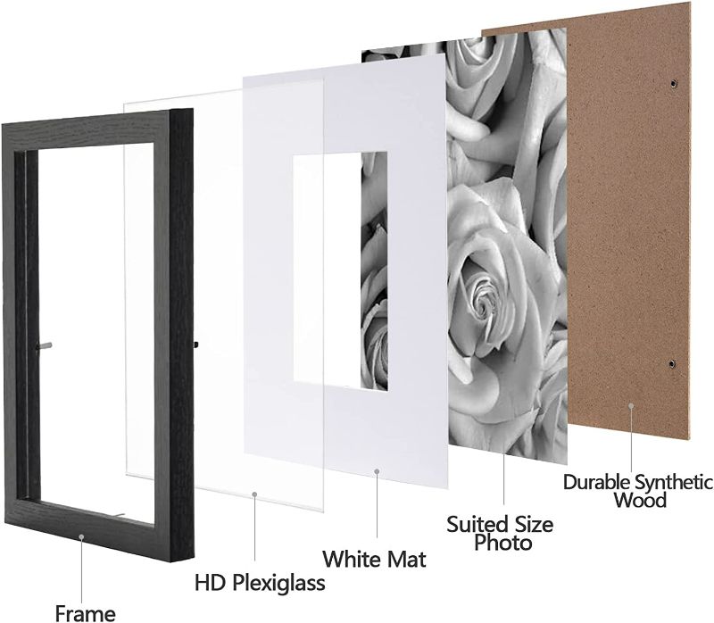 Photo 2 of eletecpro 12x12 Picture Frames Black Set of 9, Square Frame Displays 8x8 with Mat and 12x12 without Mat, Poster Frame for Wall Hanging