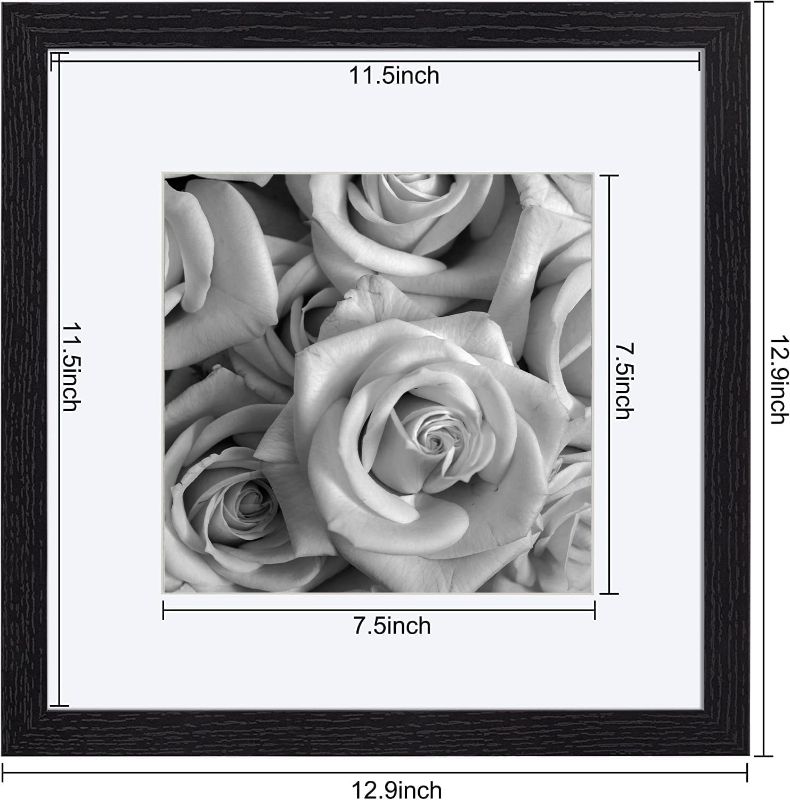 Photo 3 of eletecpro 12x12 Picture Frames Black Set of 9, Square Frame Displays 8x8 with Mat and 12x12 without Mat, Poster Frame for Wall Hanging