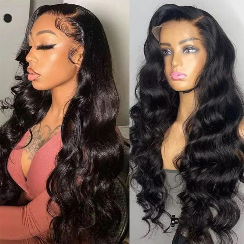 Photo 2 of Body Wave Lace Front Wigs Human Hair 180% Density 13x6 HD Transparent Lace Frontal Wigs for Black Women 22inch Brazilian Virgin Human Hair Pre Plucked with Baby Hair Natural Hairline