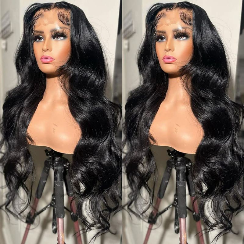 Photo 1 of Body Wave Lace Front Wigs Human Hair 180% Density 13x6 HD Transparent Lace Frontal Wigs for Black Women 22inch Brazilian Virgin Human Hair Pre Plucked with Baby Hair Natural Hairline