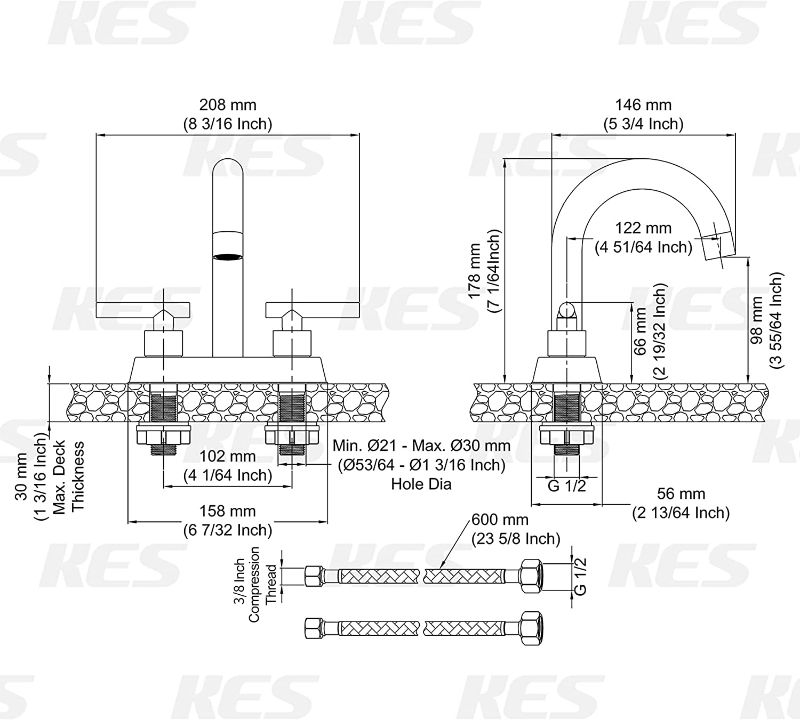 Photo 2 of KES Brushed Gold Bathroom Faucet Modern 4 Inches Centerset Vanity Faucet Brass Construction Brushed Gold Finish, Sink Drain Not Included, L4117LF-BZ