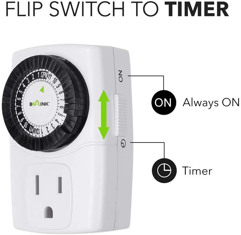 Photo 1 of BN-LINK BND-60/U47 Indoor Mini 24-Hour Mechanical Outlet Timer, 3-Prong, 2-Pack