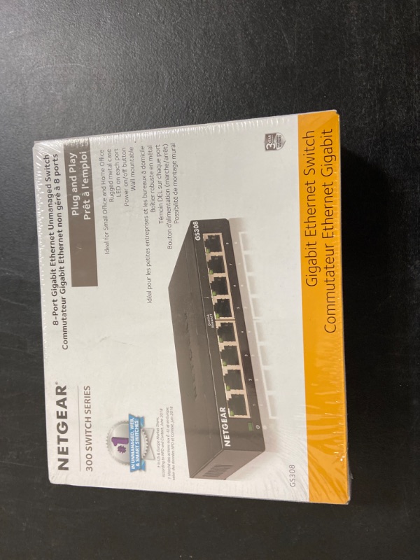 Photo 4 of NETGEAR 8-Port Gigabit Ethernet Unmanaged Switch (GS308) - Home Network Hub, Office Ethernet Splitter, Plug-and-Play, Silent Operation, Desktop or Wall Mount