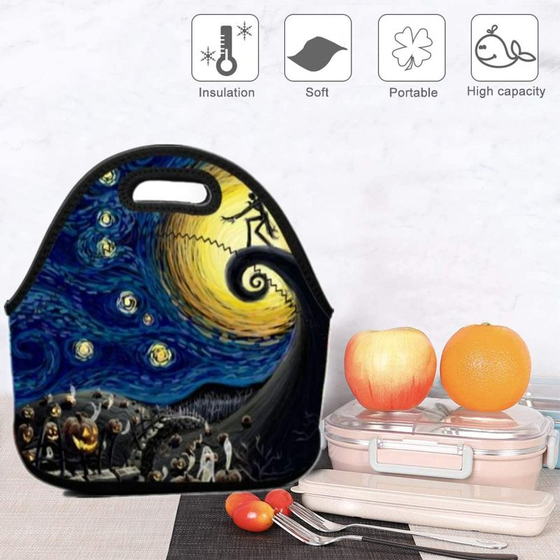 Photo 2 of UTWJLTL Halloween Lunch Bag Cooler Tote Handbag Lunch Box Food Container Gourmet Tote Warm Pouch For School Work Office