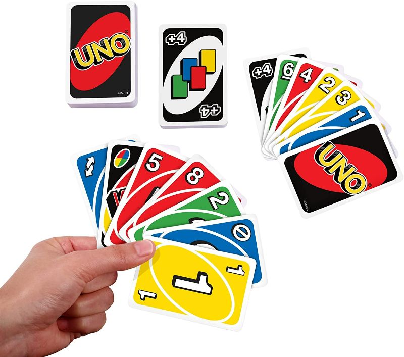 Photo 2 of UNO - Classic Colour & Number Matching Card Game - 112 Cards - Customizable & Erasable Wild - Special Action Cards Included - Gift for Kids 7+, W2087