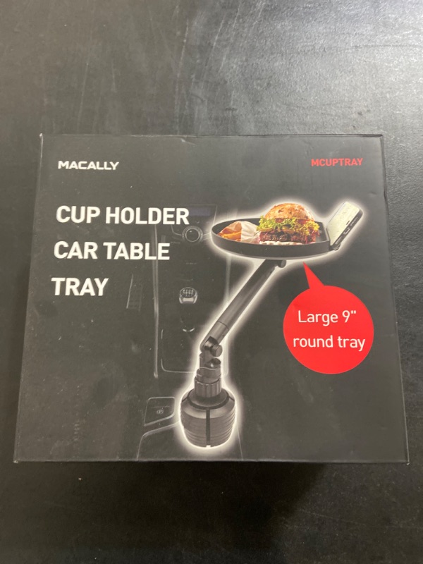 Photo 6 of Macally Cup Holder Tray for Car - Adjustable Car Tray Table - Perfect Car Food Tray for Eating with Phone Slot and Swivel Arm - Car Organizer - Road Trip Essential Car Travel Accessories Gadgets