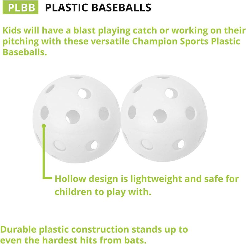 Photo 2 of Champion Sports Plastic Baseball - One Dozen (12)