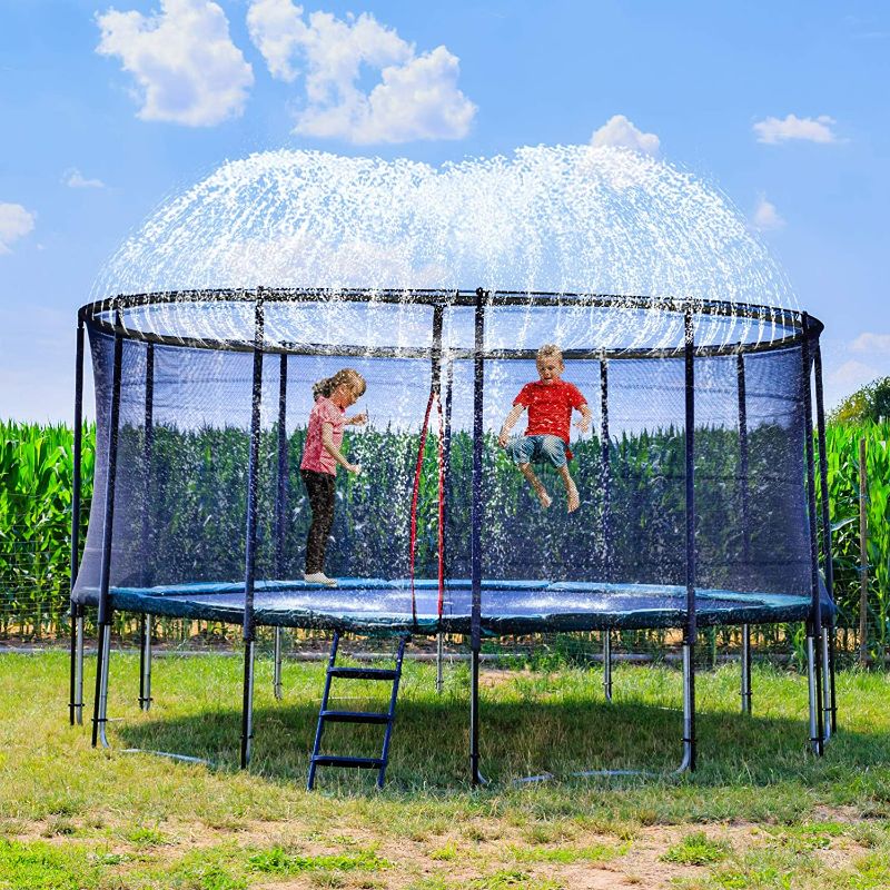 Photo 4 of NUOBESTY Trampoline Water Sprinkler, 1 Set Green Trampoline Sprinkler Water Spray Trampoline Ladder for Water Playing in Sumer |10m/32.8ft