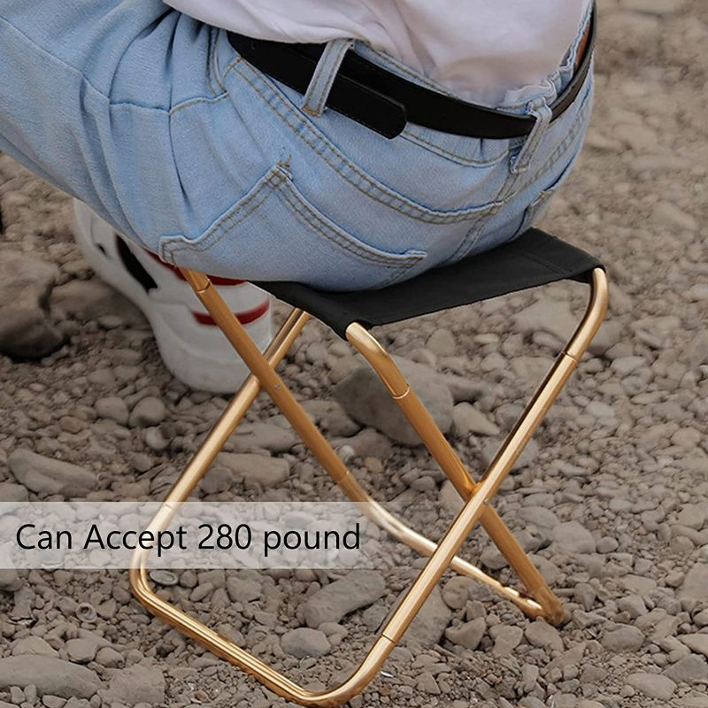 Photo 4 of Middle Gold Folding Stool Site, Easy Take Chair with Bag, Outdoor Camping Stool Chair for Adult, Light Weight Travel Foot Stool Step for Queue Up, Fishing, Travel, Hiking, Garden, Picnic, BBQ