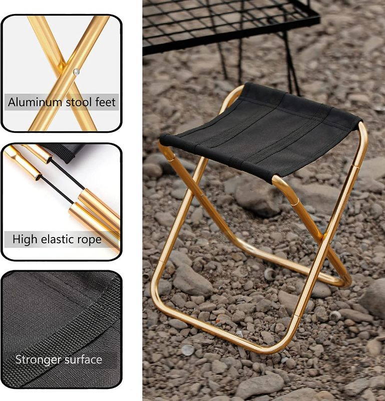 Photo 3 of Middle Gold Folding Stool Site, Easy Take Chair with Bag, Outdoor Camping Stool Chair for Adult, Light Weight Travel Foot Stool Step for Queue Up, Fishing, Travel, Hiking, Garden, Picnic, BBQ