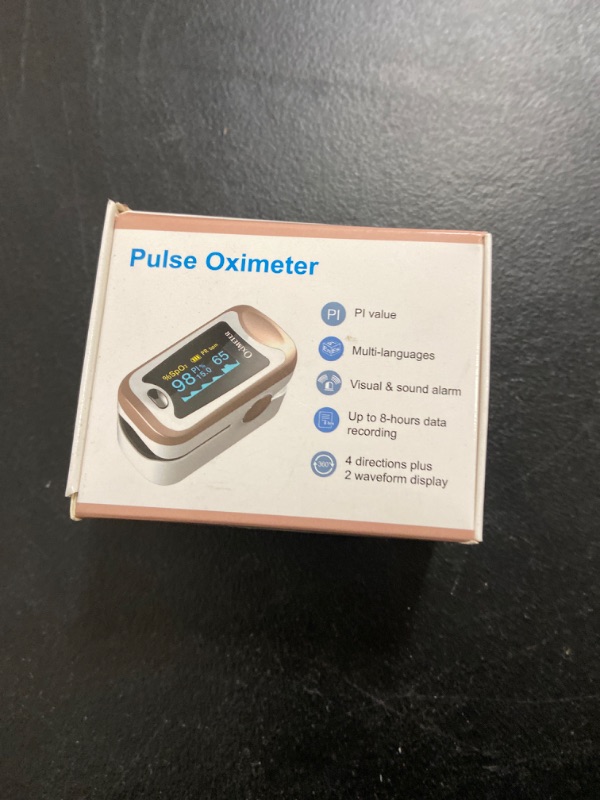 Photo 4 of Finger Pulse Oximeter -Blood Oxygen Saturation - Athletic and Aviation Pulse Oximeters, Respiratory Rate, PI Sleep Monitor? Batteries and Lanyard (Sleep Monitor - Rose Gold + White)