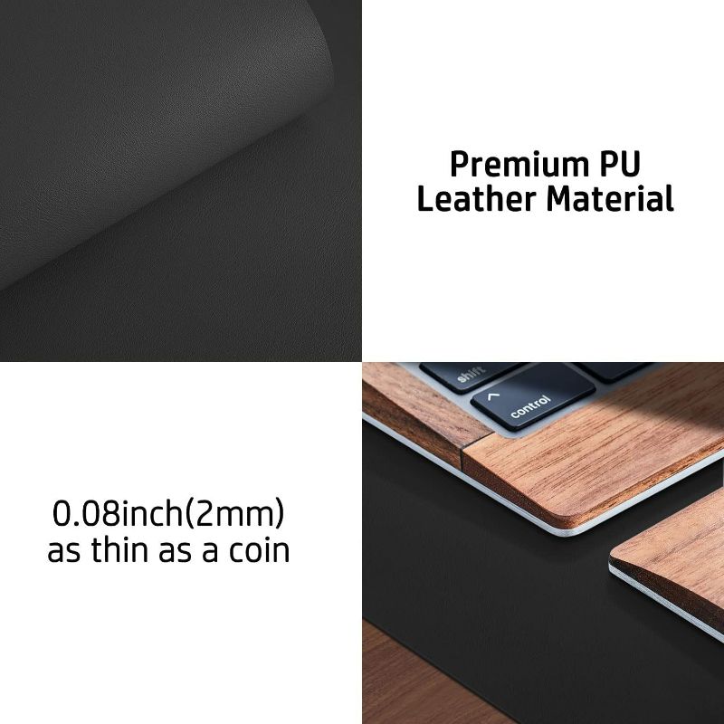 Photo 2 of Leather Desk Pad Protector,Mouse Pad,Office Desk Mat,Non-Slip PU Leather Desk Blotter,Laptop Desk Pad,Waterproof Desk Writing Pad for Office and Home (Black,36" x 17")