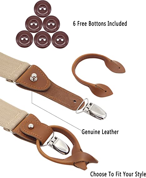 Photo 2 of Leather Clip And Button Suspenders For Men, Y-Back Style For Formal Outfits