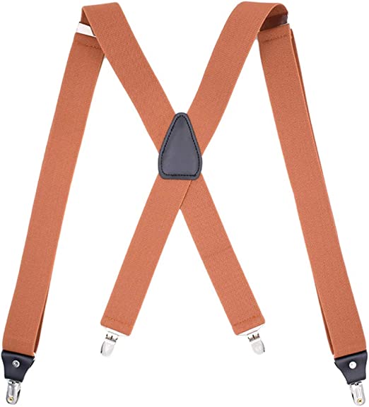 Photo 1 of Men's 1.4 Inch Y-Back Leather 3 Clips&6 Buttons Elastic Straps Suspenders Braces