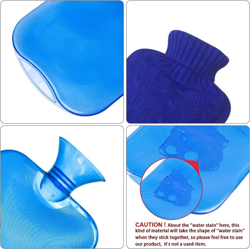Photo 4 of Attmu Rubber Hot Water Bottle with Cover Knitted, Transparent Hot Water Bag 2 Liter- Blue