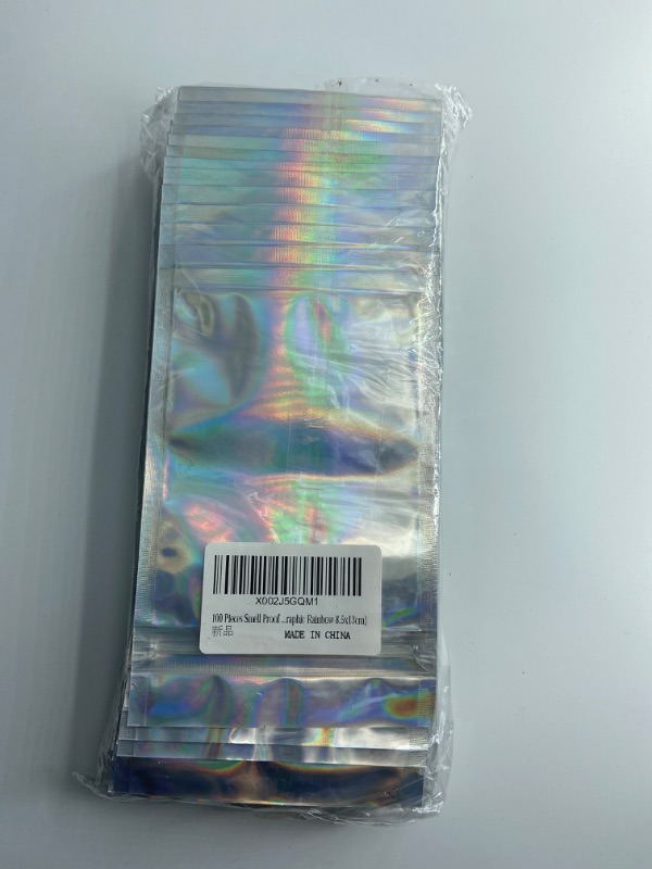 Photo 5 of 100 Pieces Resealable Smell Proof Bag 3.4x5.2 Various Size Mylar Bags Ziplock Bags Flat Clear Ziplock Storage Bags Holographic Rainbow Color