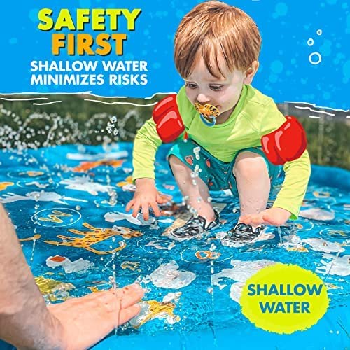 Photo 4 of SplashEZ 3-in-1 Splash Pad, Sprinkler for Kids and Wading Pool for Learning – Dog Sprinkler Pool, 60’’ Inflatable Water Summer Toys – “from A to Z” Outdoor Play Mat for Babies & Toddlers