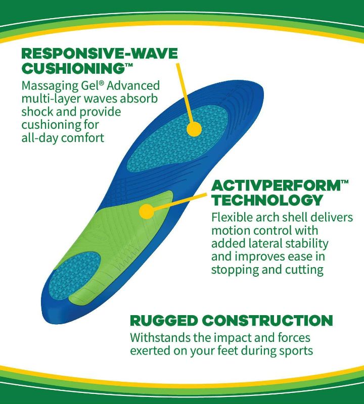 Photo 3 of Dr. Scholl's Athletic series, Advanced Sport Massaging Gel Insoles for Women's sizes 6-10, Multi-color