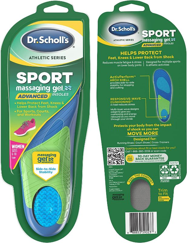 Photo 1 of Dr. Scholl's Athletic series, Advanced Sport Massaging Gel Insoles for Women's sizes 6-10, Multi-color