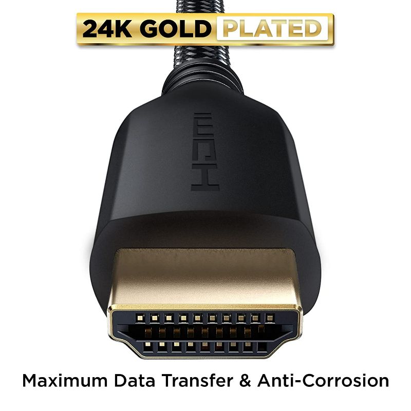 Photo 3 of PowerBear 4K HDMI Cable 20 ft | High Speed, Braided Nylon & Gold Connectors, 4K @ 60Hz, Ultra HD, 2K, 1080P, ARC & CL3 Rated | for Laptop, Monitor, PS5, PS4, Xbox One, Fire TV, Apple TV & More