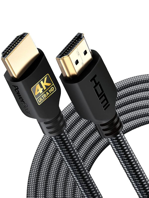 Photo 1 of PowerBear 4K HDMI Cable 20 ft | High Speed, Braided Nylon & Gold Connectors, 4K @ 60Hz, Ultra HD, 2K, 1080P, ARC & CL3 Rated | for Laptop, Monitor, PS5, PS4, Xbox One, Fire TV, Apple TV & More