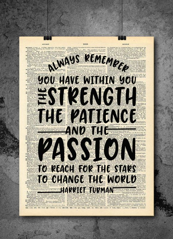 Photo 1 of Harriet Tubman - Strength And The Passion Quote - Dictionary Art Print - Vintage Dictionary Art Decor Home Vintage Art Abstract Prints Wall Art Home Decor Wall Decorations - Print Only - D156