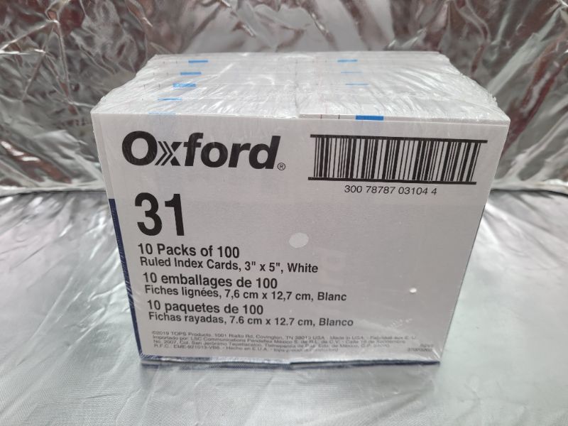 Photo 2 of Oxford Ruled Index Cards, 3" x 5", White, 10 Packs of 100 (31EE)