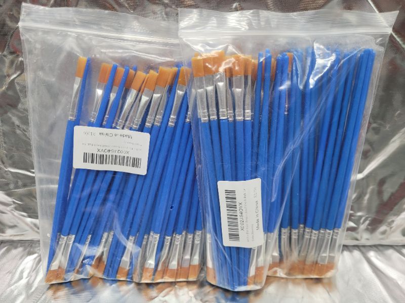 Photo 4 of (2 pack) UPINS 60 Pcs Flat Paint Brushes,Small Brush Bulk for Detail Painting