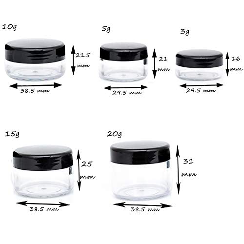Photo 4 of ( 2 pack) 5 Gram Cosmetic Containers 50pcs Sample Jars Tiny Makeup Sample Containers with lids (Black)