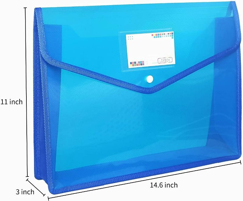 Photo 3 of Plastic Wallet Folder Envelope Poly Envelope Expandable File Wallet Document Folder with Snap Button Closure, Legal Size, 5 Pack Large Waterproof Accordion File Pouch (Blue)