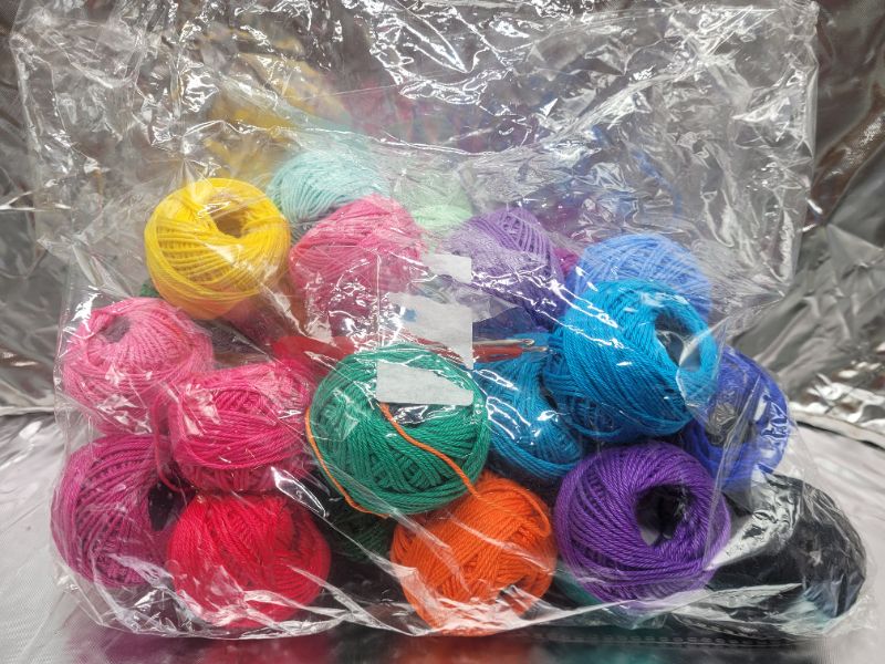 Photo 4 of Rainbow Size 3 Crochet Thread-Cotton Thread Balls- Crochet Yarn for Begingers -100% Contton with Free Set of Crochet Hook,Knitting Needles
