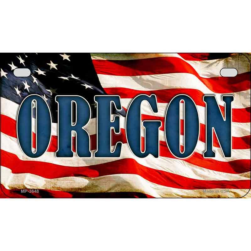 Photo 1 of Smart Blonde MP-3648 7 x 4 in. Oregon US Flag Novelty Metal License Plate