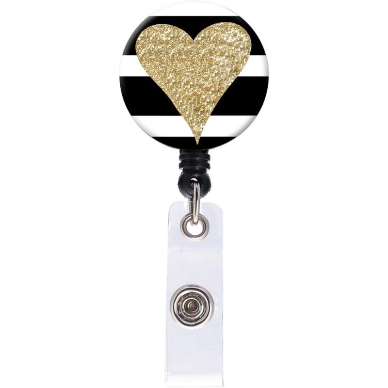 Photo 1 of Nurse Badge Reel, Retractable ID Card Badge Holder with Alligator Clip, Name Nurse Decorative Badge Reel Clip on Card Holders (Love Heart)