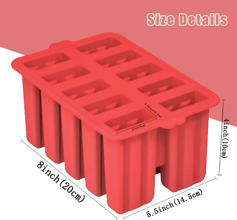 Photo 1 of Silicone Popsicles Molds,10 Cavity Homemade ICE Popsice Molds Food Grade BPA-Free with Popsicles Maker Sticks Popsicles Bags A Funnel,Popsicle Maker Popcycle Mold (Red-10 Cavity)