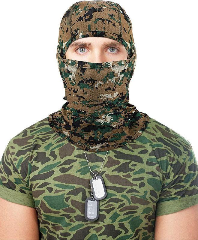 Photo 2 of (Medium) 3 Pieces Balaclava Face Mask Camouflage Men Camo Balaclava Winter Face Cover Motorcycle Balaclava Sun Protection Face Cover