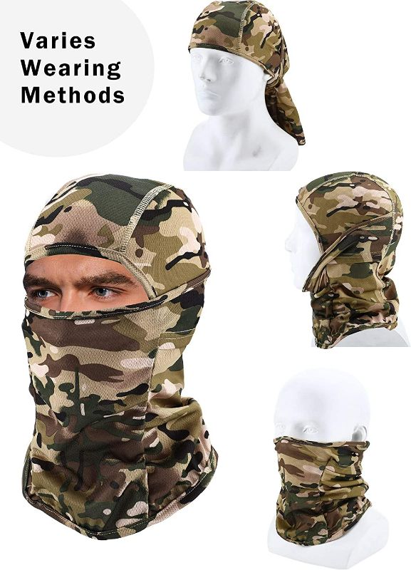 Photo 4 of (Medium) 3 Pieces Balaclava Face Mask Camouflage Men Camo Balaclava Winter Face Cover Motorcycle Balaclava Sun Protection Face Cover