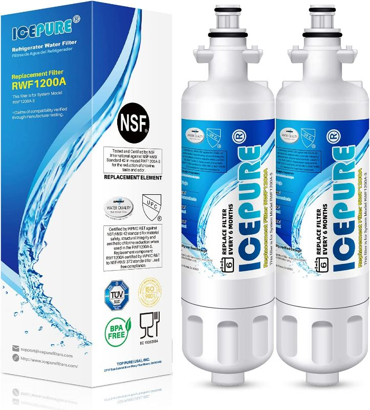 Photo 1 of ICEPURE Refrigerator Water Filter, Compatible with LG LT700P, Kenmore 9690, ADQ36006101, ADQ36006102, 46-9690, LFXC24726S, LFXS24623S, LFXS30766S, RFC1200A, Pack of 2